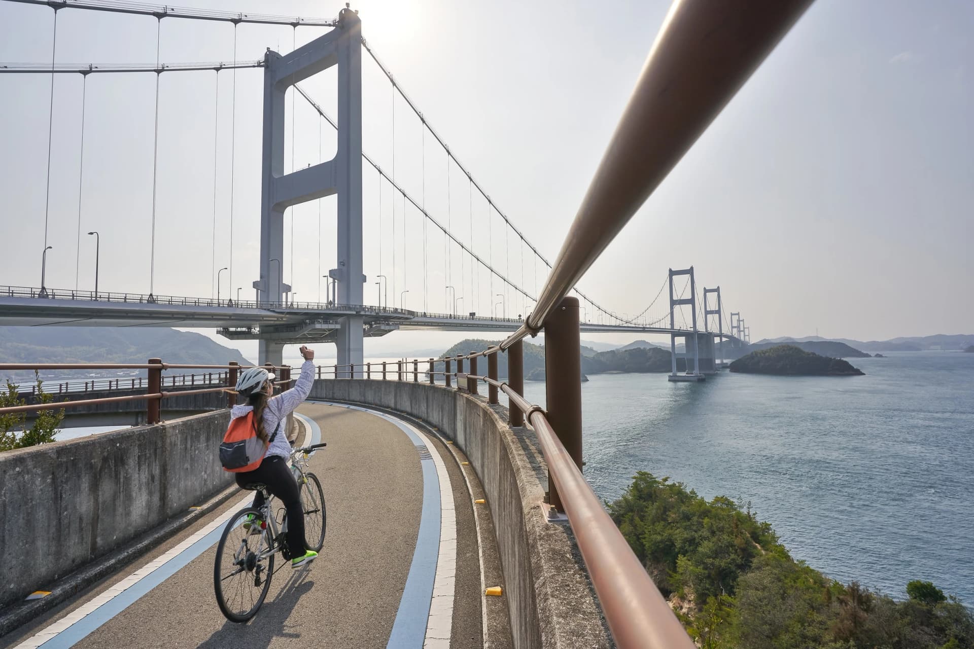 Wave from the cycle path on the Kurushima-Kaikyō Bridge