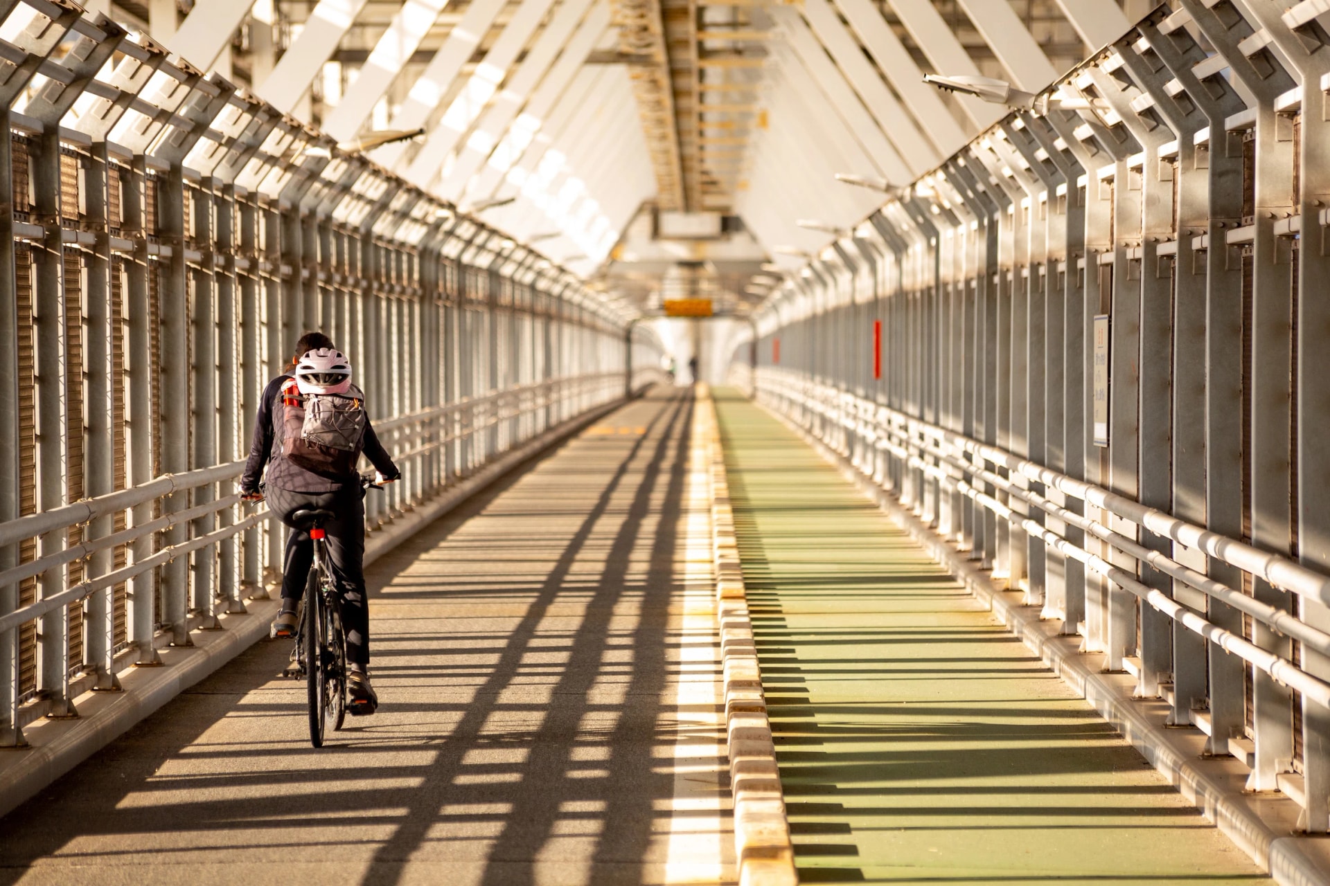 Ride the cycle deck inside the Innoshima Bridge